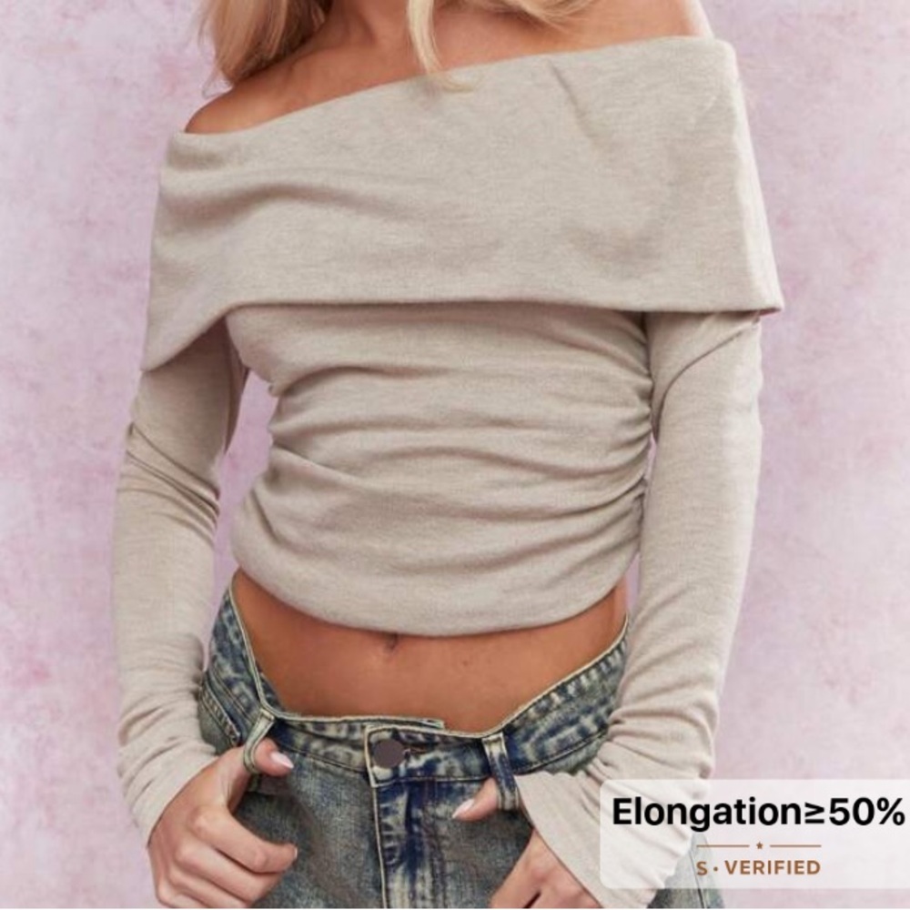 Off-Shoulder Beige Sweater